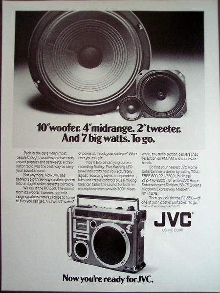 JVC RC-550 advertisement paper 1979 JVC 3-way speaker portable radio vintage ad